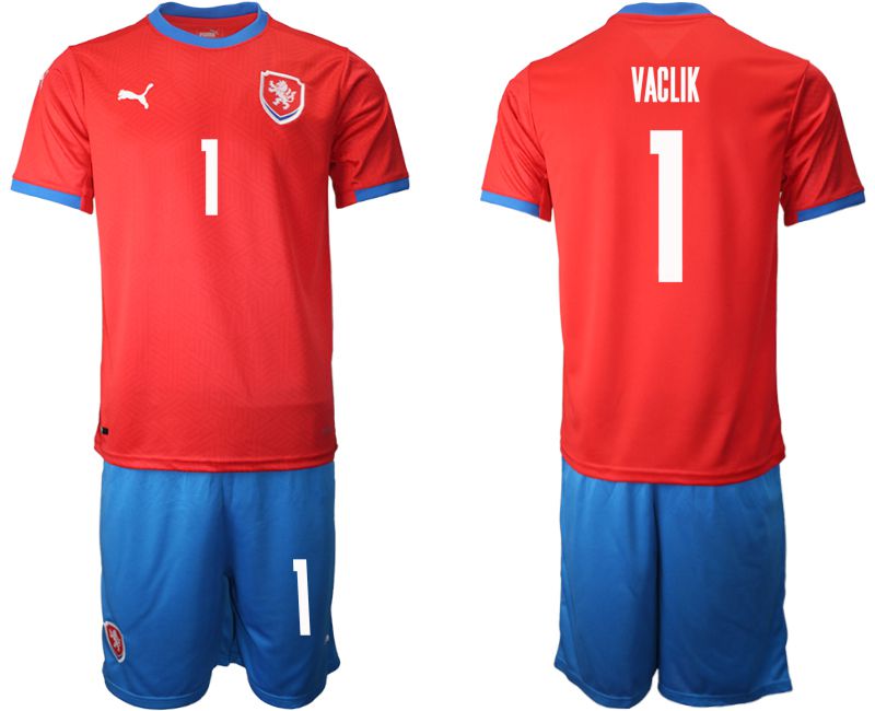 Men 2020-2021 European Cup Czech Republic home red #1 Soccer Jersey
